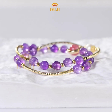 Vòng tay chuỗi 2 vòng thạch anh tím 6mm