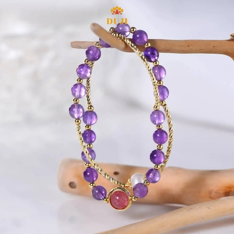 Vòng tay chuỗi 2 vòng thạch anh tím 6mm