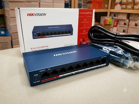 Switch Mạng Thông Minh 8 Cổng PoE Hikvision DS-3E1309P-EI/M + 1 Cổng Gigabit Uplink - Quản Lý Cloud, Chống Sét 6kV