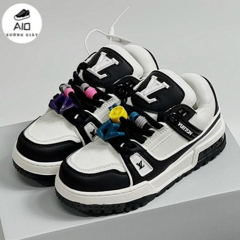 Giày thể thao Lo..uis Vuit__ton Sneakers Trainer Maxi ĐEN full, Giày thể thao LV ĐEN KÈM DÂY FULL STICK