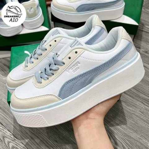 [AIO sneaker] siêu phẩm giày Pu.ma Oslo xanh nhạt đế cao siu đẹp fullbox miễn phí ship, PM Oslo Maja “White/Baby Blue”