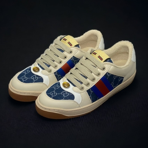 Giày Thể Thao Gu.cci Sơn Tùng Denim Gót Trắng Bản SC, Gucci Sơn Tùng Denim Xanh Navy Bản SC Đẹp Nhất Thị Trường Full Box