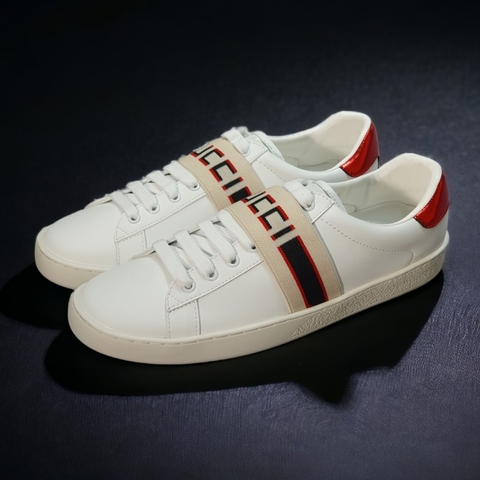 Giày thể thao Gu.cci chun ngang gót đỏ bản cao cấp , Giày Lười Nam, Giày Lười Gờ C Cao Cấp Full Box,GIÀY GC Ngang Đai