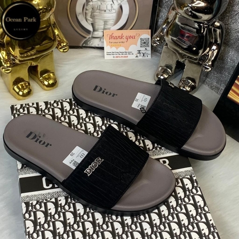 Dép Dio Nam Nữ Quai Da chữ dior, Đế Cao Su Non Êm Chân - Dép dior sang chảnh Boy Phố Họa Tiết Phong Cách Trẻ Trung