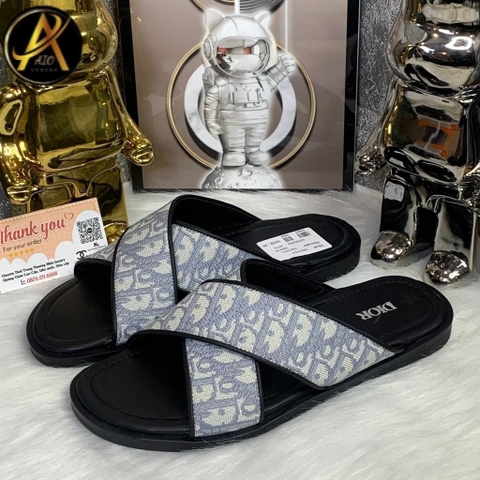 Dép quai chéo Dior Vải Canvas Thêu Họa Tiết ,Dép thời trang nam 2024 siêu Nhẹ,Dép thời trang nam nữ quai chéo mẫu mới