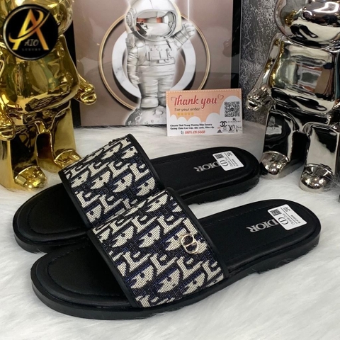 Dép quai ngang Dior Vải Canvas Thêu Họa Tiết ,Dép thời trang nam 2024 siêu Nhẹ,Dép thời trang nam nữ quai ngang mẫu mới