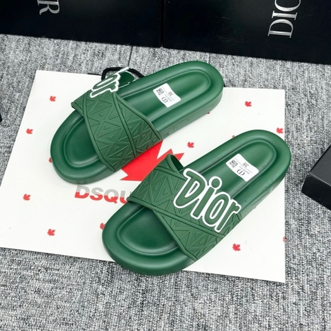 Dép quai chéo Dior Xanh Lá, Dép thời trang nam 2024 họa tiết siêu Nhẹ Đế Cao Su in Logo, Dép thời trang nam nữ quai chéo