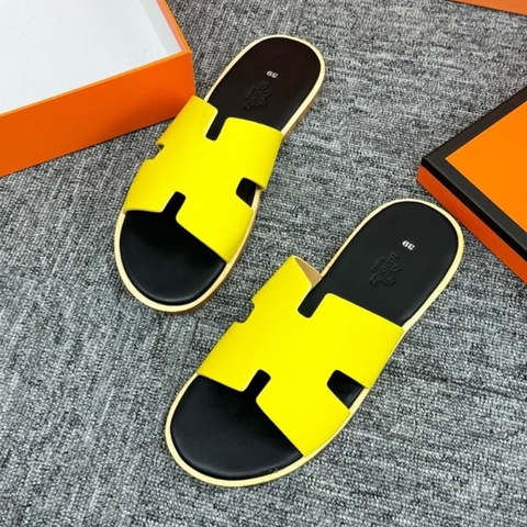 Dép Da Vàng đế phíc HM Nam Nữ Thời Trang , Dép Chứ H boy phố Cao Cấp Full Bill Box