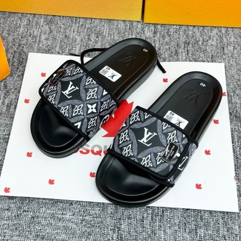 Dép Quai dán LV Nam thời thượng - Dép Lv Phối Chữ họa tiết sang chảnh Cực Chiến - Dép Lê Cao Cấp