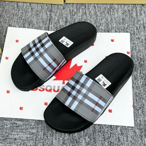 Dép lê nam quai ngang BBR cao su hoạ tiết kẻ sọc quai đế cao su non khắc nổi chữ cao cấp full box