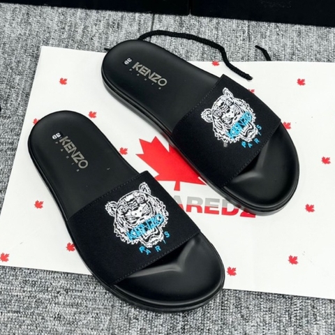 Dép Nam Nữ KENZO thời trang Quai Da Ngang Thêu LOGO Hổ cực chất,DÉP da nam đế chống trơn trượt. Full Box