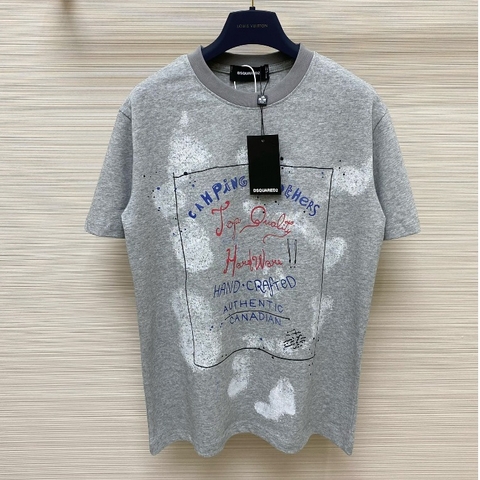 Áo Thun Len DSQ xám cao cấp chất len dệt mịn họa tiết hình logo cực đẹp new 2024