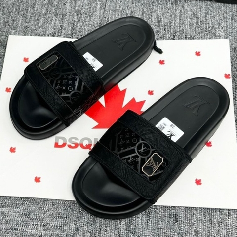 Dép quai dán LV da Họa Tiết Tag logo kim loại  ,Dép thời trang 2024 siêu Nhẹ,Dép thời trang nam nữ óng ánh mẫu mới