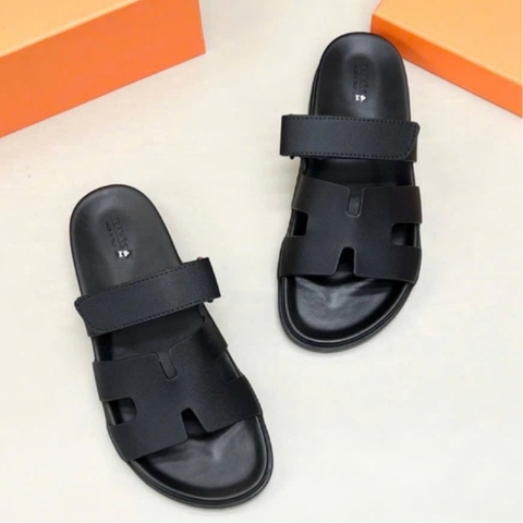 Dép Chữ Hm Quai Dán Cao Cấp ,Dép HM Chypre Sandal Blanc Epsom Đen