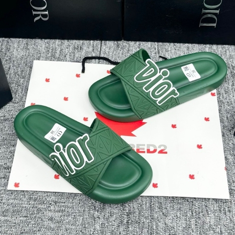 Dép Dior đế độn 4cm Xanh Lá đế đúc nguyên khối full box , Dép thời trang nam nữ họa tiết siêu Nhẹ Đế Cao Su in Logo