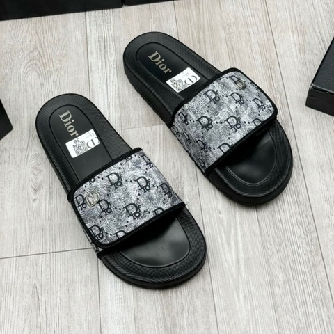 Dép Quai dán nam nữ Di.or Nam quai da Gắn Logo Cực Xịn - Dép Lê Nam nữ đế độn Họa Tiết Chữ Cực Đẹp