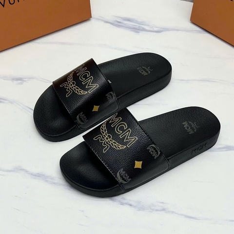 Dép M.C.M nam nữ thời trang mẫu mới 2024, quai da gắn khuy thiết kế sang trọng ( ảnh thật kèm video sz 36-43 )