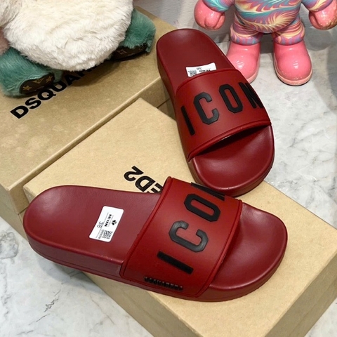 Dép lê icon ĐỎ CHŨ ĐEN quai ngang dép ICON vẩy sơn, ICON Forever 2025 đủ size 38-44