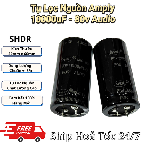 Tụ Lọc Nguồn Amly 10000uF 80v Audio - Kích Thước 30x60mm Hàng Mới Chất Lượng Cao