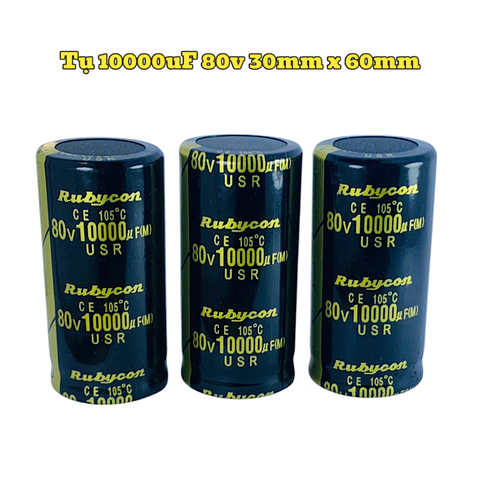 Tụ Hoá, Tụ Lọc Nguồn Amly 10000uF 80v Kích Thước 30mm x 60mm Loại Tốt