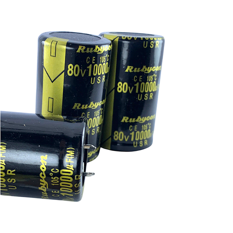 Tụ Lọc Nguồn Amly 10000uF 80v Rubycon Vàng - Kích Thước 30x50mm