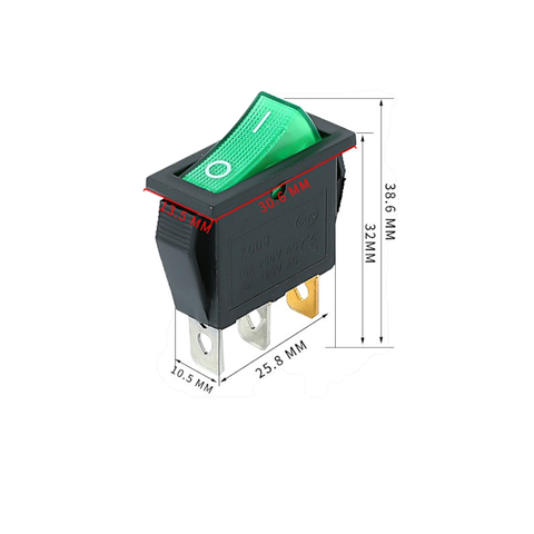 Công Tắc Bập Bênh KCD3 15A - 250v Có Đèn Báo Màu Xanh và Đỏ Loại Tốt