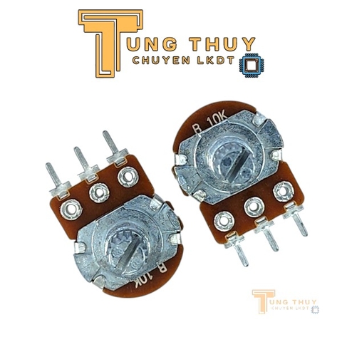 10 Con Chiết Áp Cán Tròn, Trơn Dài 15mm 10K 50K Đơn và Kép Hàng Đài Loan Chất Lượng Cao