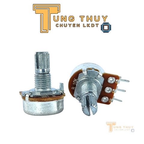 10 Con Chiết Áp Cán Tròn, Trơn Dài 15mm 10K 50K Đơn và Kép Hàng Đài Loan Chất Lượng Cao