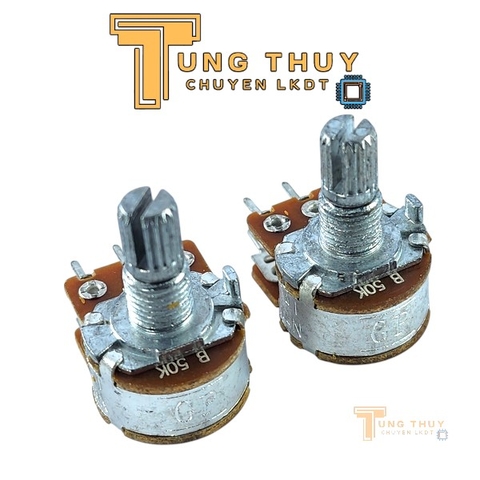 10 Con Chiết Áp Cán Tròn, Trơn Dài 15mm 10K 50K Đơn và Kép Hàng Đài Loan Chất Lượng Cao