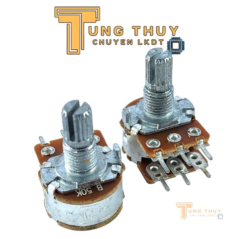 10 Con Chiết Áp Cán Tròn, Trơn Dài 15mm 10K 50K Đơn và Kép Hàng Đài Loan Chất Lượng Cao