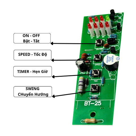 Mạch Quạt Cây Benny BF- 49T Mạch Thay Thế Độ Bền Cao , Nhận Điều Khiển Zin