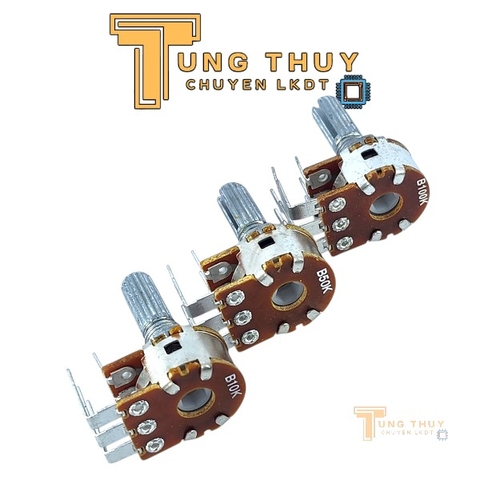 Chiết Áp Kép Cán Dài 20mm Chân Cong Vào 10K 50K 100K Kép Bi Loại Tốt