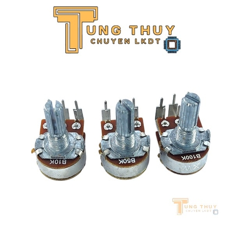 Chiết Áp Kép Cán Dài 20mm Chân Cong Vào 10K 50K 100K Kép Bi Loại Tốt