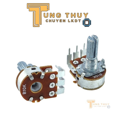 Chiết Áp Kép Cán Dài 20mm Chân Cong Vào 10K 50K 100K Kép Bi Loại Tốt