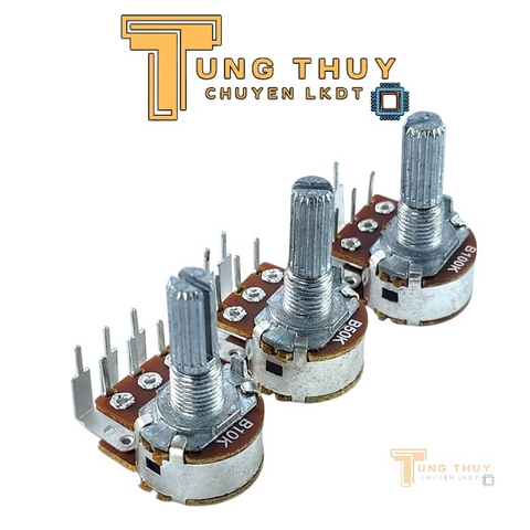 Chiết Áp Kép Cán Dài 20mm Chân Cong Vào 10K 50K 100K Kép Bi Loại Tốt