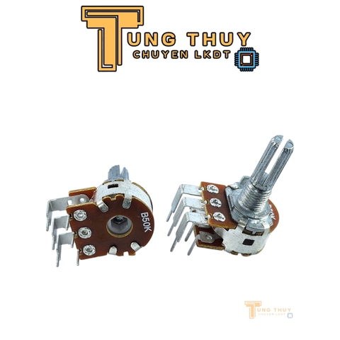 Chiết Áp Cán Dài 20mm Chân Cong Ra 10K 50K 100K Kép Bi Loại Tốt