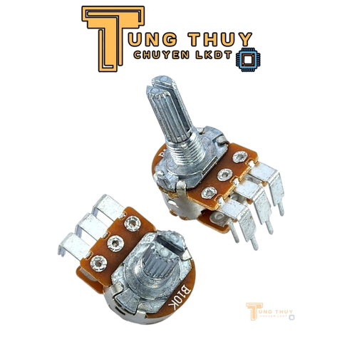 Chiết Áp Cán Dài 20mm Chân Cong Ra 10K 50K 100K Kép Bi Loại Tốt