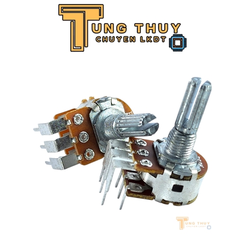 Chiết Áp Cán Dài 20mm Chân Cong Ra 10K 50K 100K Kép Bi Loại Tốt