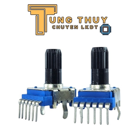 Chiết Áp Vuông Xanh 6 Chân Cong Dài 22.5MM Cán Tròn