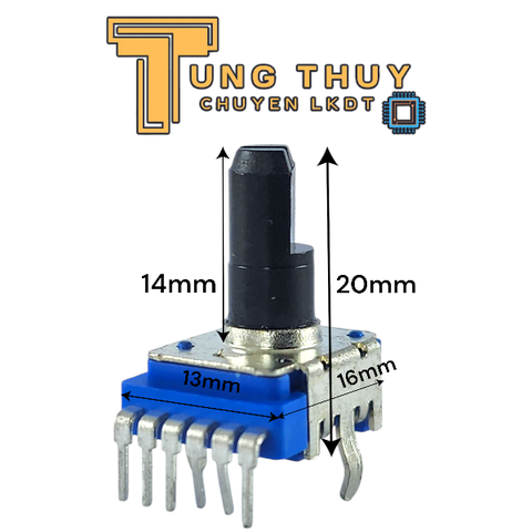 Chiết Áp Vuông Xanh 6 Chân Cong Cán Vát Dài 20MM