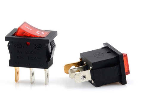 Công Tắc 3 Chân 2 Vị Trí Có Đèn Màu Đỏ KCD1 6A 250v Loại Tốt