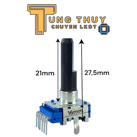 Chiết Áp Vuông Xanh 6 Chân Cong Dài 27.5MM Cán Vát