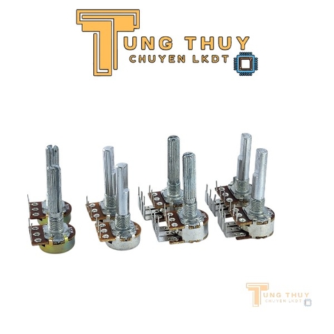 Chiết Áp Cán 30mm Chân Cong 10K 20K 50K 100K Cán Trơn và Bi , Cán Vát