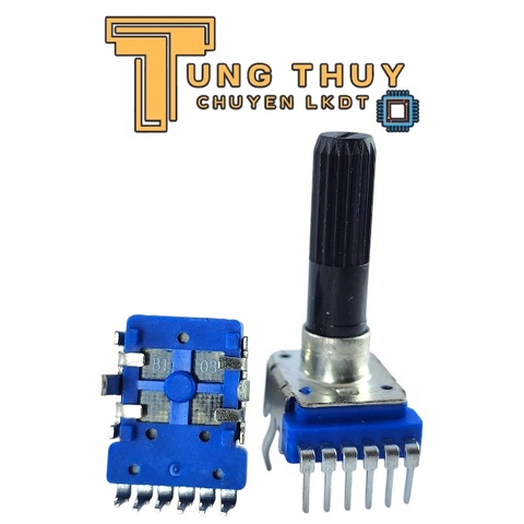 Chiết Áp Vuông Xanh 6 Chân Cong Cán Tròn Dài 30mm