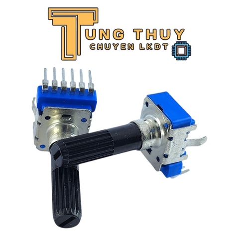 Chiết Áp Vuông Xanh 6 Chân Cong Cán Tròn Dài 30mm