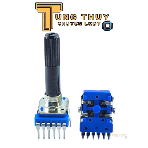 Chiết Áp Vuông Xanh 6 Chân Cong Dài 35MM Cán Tròn