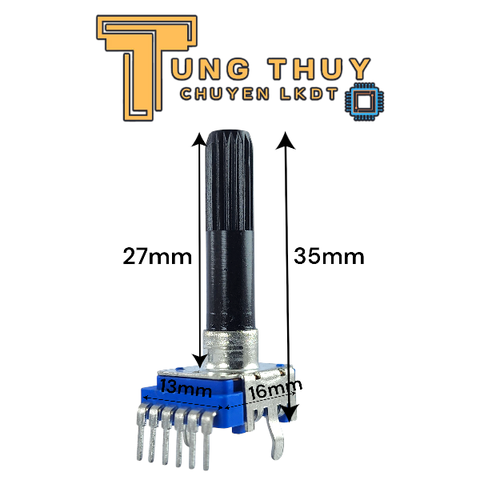 Chiết Áp Vuông Xanh 6 Chân Cong Dài 35MM Cán Tròn