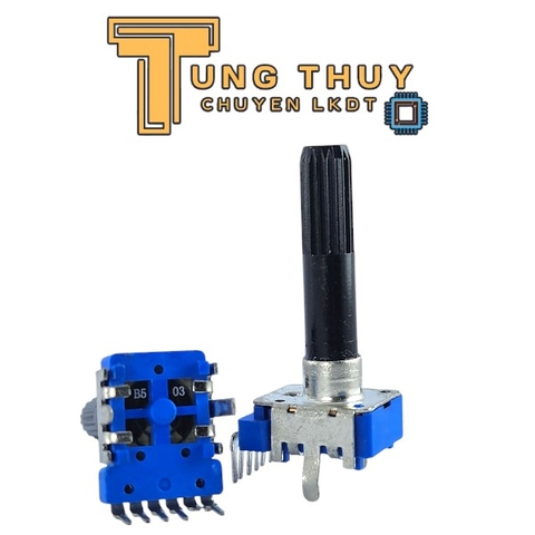 Chiết Áp Vuông Xanh 6 Chân Cong Dài 35MM Cán Tròn