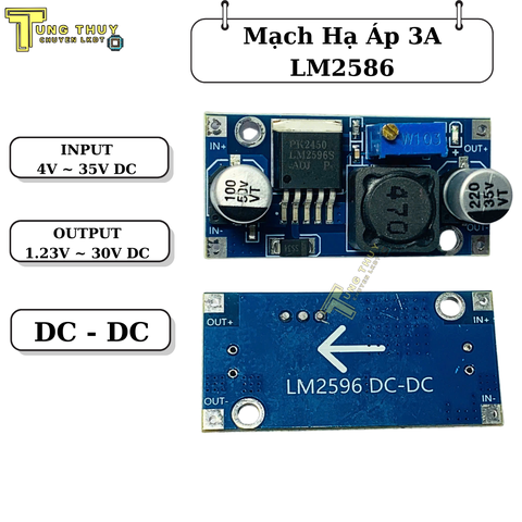 Mạch Hạ Áp DC - DC 3A LM2596 , Mạch Giảm Áp Công Suất 15W