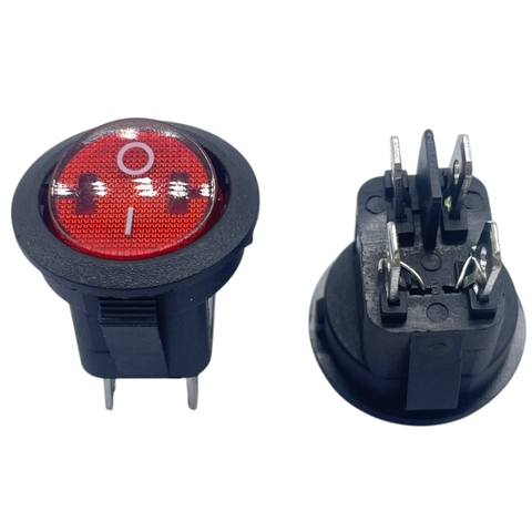 Công Tắc Tròn 4 Chân Có Đèn Màu Đỏ KCD1 6A 250v Loại Tốt